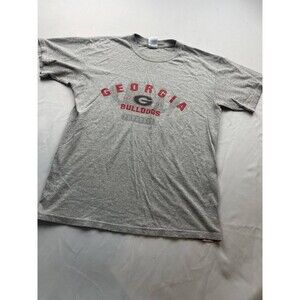 Georgia Bulldog Football Shirt Mens Medium Gray Gildan Heavyweight Crew Neck